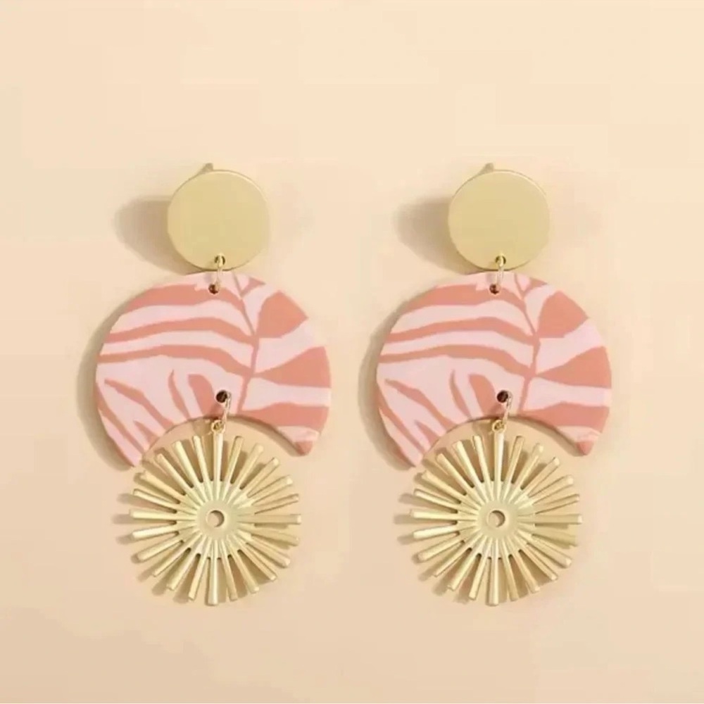 Anthropologie Marble Resin Soleil Blush Star Earrings